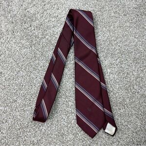 Vintage Christian Dior Tie Burgundy Striped Silk Made In USA